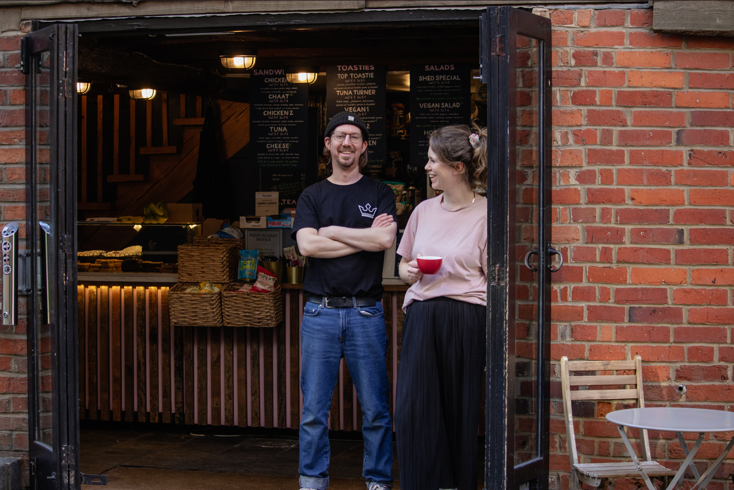 Lydia and Pete outside Shed